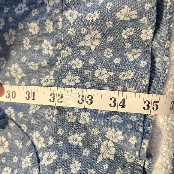 J. Crew Mercantile blue chambray floral print faux wrap dress - Picture 10 of 11